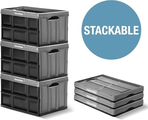 CleverMade Collapsible Storage Bins, 46L 3 Pack, 75 lb Stackable, Ocean - Image 6
