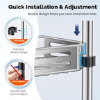 HAMITOR Shower Caddy Tension Pole, 4 Tier Corner Shower Shelves - Silver - Image 3