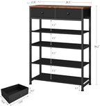 usikey Shoe Rack, 5 Tier Shoe Storage Organizer with 2 Drawers, Metal Shoe Shelf for 12-16 Pairs of Shoes, with 4 Oxford Fabric Shelves and Wooden Top, Shoe Stand for Closet Entryway, Black - Image 3