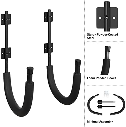 2-Pack of Kayak Storage Hook Sets - Kayak Wall Mount Hangers with 100lb Capacity Per Pair for Paddleboards, Surfboards, - Image 5