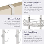 SWTYMIKI Hanging Towel Racks for Bathroom - 9 Tier Over the Door & Wall Mounted Bath Rolled Towel Storage Organizer Holder for Small Bathroom, RV, Camper (Polished Nickel, 9-Tier) - Image 2