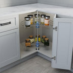 Dowell Base Cabinet Kidney Shape Dia.24 270° Lazy Susan, 2 Shelves, Kitchen Base Corner Cabinet Organizer (Chrome 4001 270 24) - Image 3