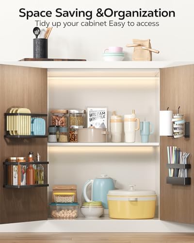 Nieifi Adhesive Cabinet Door Organizer, 5 Pack, Black - Image 3