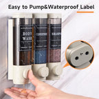Shampoo and Conditioner Dispenser,Shower Soap Dispenser 3 Chamber No Drill Wall-Mounted Shampoo Dispenser for Shower Wall Mounted Shower Dispenser for Bathroom Hotel Large Capacity,Light Gray - Image 2