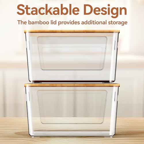 spospo 2 Pack Trash Bag Holder with Bamboo Lid Stackable Trashbag Dispenser - Image 5