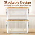 spospo 2 Pack Trash Bag Holder with Bamboo Lid Stackable Trashbag Dispenser - Image 5