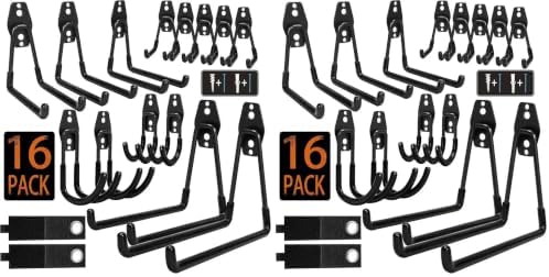 KOFANI Steel Garage Storage Hooks - 32 Pack Anti-Slip Coating, Heavy Duty Wall Mount Hooks for Hanging Bike, Ladder, Garden Tools by KOFANI-USDirect