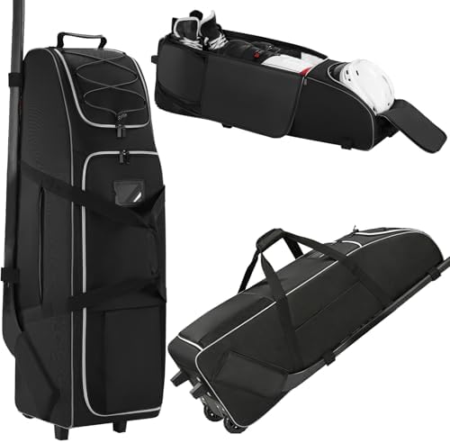 41-Inch Hockey Bag with Wheels, Large Ice Hockey Duffel Travel Bag for Equipment & Gear, 2 Sticks Field Hockey Bag with Separate Shoe Compartment (Black) by JMIANeodark