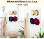 Mkono Hat Organizer Hat Rack for Wall Storage Holder with 20 Hooks Set of 2 - Image 3