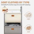 STORAGE MANIAC 80 Liters Vertical Rolling Laundry Hamper, 2 Section Laundry Sorter with Wheels and 2 Breaks, 2-tier Laundry Baskets for Small Space, Dorm, Laundry Room, Closet, Multicolored 2-tier - Image 4