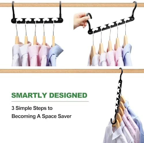 8-Pack Closet Organizers Storage, Sturdy Space-Saving Hangers for Wardrobes | Smart Clothes Hangers For Dorm Room Essentials, College Students Girls, Apartment Wardrobe, Small Closet And Bedroom Storage - Image 6