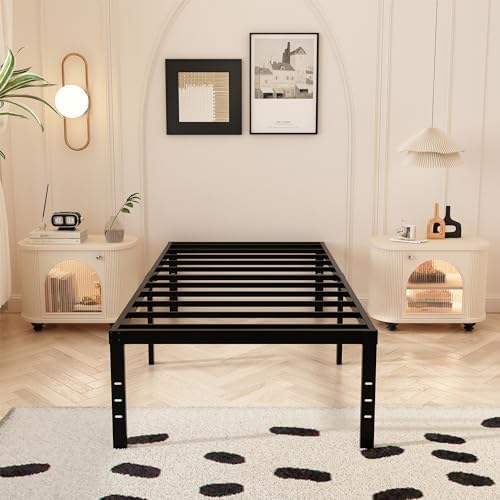 Maenizi 18 Inch Twin XL Bed Frames with Fabric Cover, Heavy Duty Metal Twin XL Platform Bed Frame, No Box Spring Needed, Support Up to 2500 lbs, Easy Assembly, Noise Free, Black - Image 3