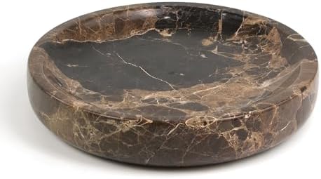 LIN CHUAN Marble Jewelry Dish, Round Ring Dish, 5.5 Inch, Dark Brown by LINCHUAN
