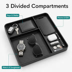 VLANDO Valet Tray, PU Leather Nightstand Organizer with Divider - Image 2