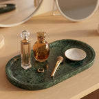 YKAJO Jade Green Oval Marble Tray, 11.8x5.9 Vanity Perfume Organizer Dish - Image 6