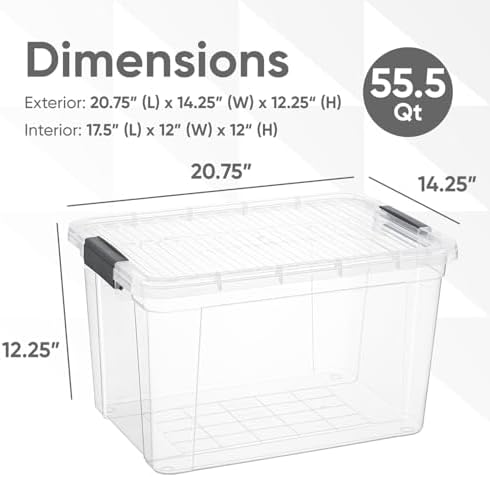 Superio Clear Storage Box with Lid, 49 Quart Plastic Container Bins for Organizing, Stackable Crates, BPA Free, Non Toxic, Odor Free, Organizers for Home, Office, School, and Dorm - Image 2