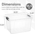 Superio Clear Storage Box with Lid, 49 Quart Plastic Container Bins for Organizing, Stackable Crates, BPA Free, Non Toxic, Odor Free, Organizers for Home, Office, School, and Dorm - Image 2