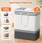 TranquilRelax 3-Pack Laundry Basket, Laundry Hamper, Grey-125L - Image 2