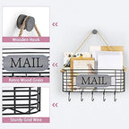 SRIWATANA Mail Organizer Wall Mount, 5 Key Hooks, Large, Weathered Grey - Image 3
