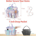 Mesh Shower Caddy Portable - 8 Pockets, S-Hook, Shower Bag for Dorm Camping - Image 4