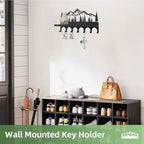 Wall Mounted Mountain Key & Mail Holder with Shelf | Metal Key Organizer with 2 in 1 Key Hooks for Entryway, Hallway, Office - Image 5