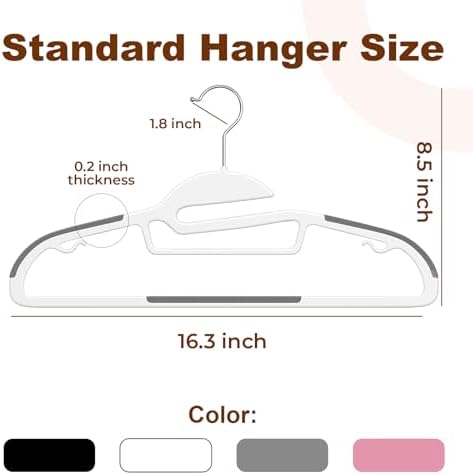 HOUSE DAY Slim Plastic Hangers with Non Slip Rubber Pads, 50 Pack, White | Space saving closet organizer, heavy duty S-shape, rubber grip pads help keep shirts, suits, coats, pants, skirts in place - Image 2