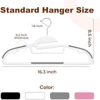 HOUSE DAY Slim Plastic Hangers with Non Slip Rubber Pads, 50 Pack, White | Space saving closet organizer, heavy duty S-shape, rubber grip pads help keep shirts, suits, coats, pants, skirts in place - Image 2
