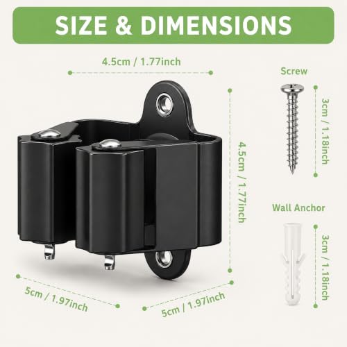 3-H Broom Holder Wall Mount 4 Pack, Stainless Steel Mop Hanger with Screws - Image 2