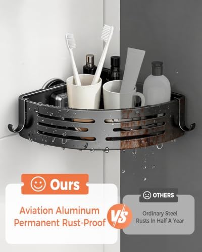 Conworld Corner Shower Caddy Suction Cups, No-Drilling Corner Shower Shelf - Image 6
