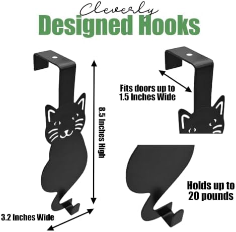 Evelots Over The Door Cat Hooks - 2 Pack - Strong Metal Kitty Decoration - Perfect for Coats, Handbags, Hats, Towels, Wreath Hanger Etc. - Hold up to 20 Pounds - Easy to Install - Rust Free - Image 6