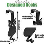 Evelots Over The Door Cat Hooks - 2 Pack - Strong Metal Kitty Decoration - Perfect for Coats, Handbags, Hats, Towels, Wreath Hanger Etc. - Hold up to 20 Pounds - Easy to Install - Rust Free - Image 6
