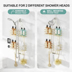 SRIWATANA Shower Caddy Hanging, Shower Organizer with Razor Hooks, Gold - Image 3