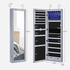 SONGMICS 6 LEDs Mirror Jewelry Cabinet, 47.2-Inch Tall, Lockable - Image 6