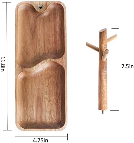 Wood Key Tray for Entryway Table, Jewelry Tray, Catchall Tray with 3 Stand Hanging Organizer, for Rings, Phone, Bracelets Watches - Image 4