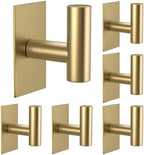 VAEHOLD Wall Towel Hooks, Heavy Duty Sticky Holder Waterproof Towel Hooks for Hanging Coat, Clothes, Closet Hook Wall Mount for Kitchen (Gold, 6 Pack) by VAEHOLD