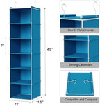 MAX Houser 6 Tier Hanging Closet Organizer with 2 Sturdy Hooks, Blue | Dorm Room Essentials with 2 sturdy hooks, foldable lightweight fabric closet storage, space-saving design for Bedroom - Image 3