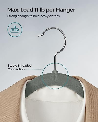 SONGMICS Velvet Hangers 50 Pack, Non-Slip Clothes Hangers with Shoulder Notches, Pants Bar, 360° Swivel Hook, Space-Saving, for Closet, Gray UCRF029G05 | Suit Hangers with Shoulder Notches, Pants Bar, 360° Swivel Hook, for Closet, Gray, BREANNA Collect... - Image 5