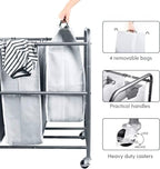 ROMOON Laundry Hamper Sorter Cart, 4-Section Organizer with Lockable Wheels - Image 3
