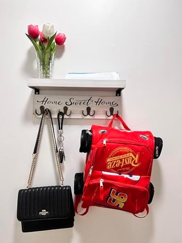 buways Key Holder Wall Mount with 8 Hooks and Cozy Home Sign(White) - Image 4