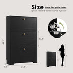 Nicetree Shoe Cabinet with 3 Flip Drawers, Entryway Shoes Organizer, Black - Image 2
