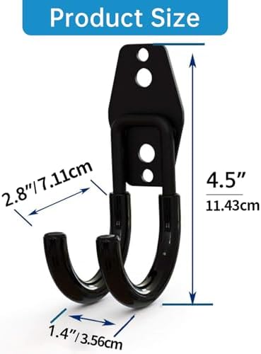 GeeWatom 2 Pack Garage Storage Utility Hooks，Garage Garden Tool Organizer，Steel Wall Mount Hooks, Garden Small U Hooks (Type O-Black) - Image 2