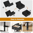5 Tier Shoe Rack with Drawers, Metal & Wood Shelf Black - Image 5