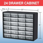 Akro-Mils 24-Drawer Plastic Storage Cabinet, 20" W x 6" D x 16" H, Black - Image 3