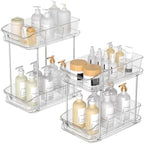 Incostar 2 Tier Pull-Out Organizer for Bathroom Kitchen, Under Sink Storage with Dividers, Ideal for Cabinet, Cupboard Organization, Slide-Out Clear Storage, 2 Pack by INCOSTAR