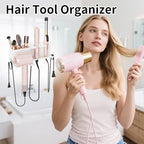 Hair Dryer Holder, Hair Tool Organizer Wall Mount, Adhesive or Drill, White - Image 3