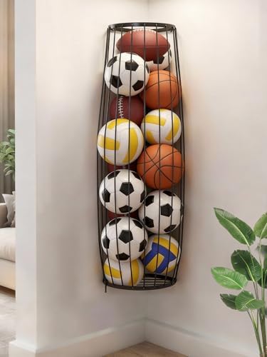Garage Ball Storage Rack, Wall Mount Holder Space Saving for Basketball by AIDILI