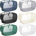 6 Pcs Durable Collapsible Laundry Baskets, Foldable Laundry Basket Large Opening, Pop Up Laundry Hamper with Pocket, Clothes Hamper with Handles for Laundry, Bathroom, Kids Room, Dorm or Trave by Bemkoo