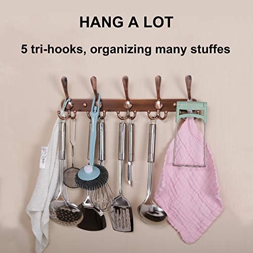 Dseap Coat Rack Wall Mounted - 5 Tri Hooks, Heavy Duty, Stainless Steel, Metal Coat Hook Rail for Coat Hat Towel Purse Robes Mudroom Bathroom Entryway,Chromed - Image 6