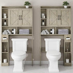 Vabches Over The Toilet Storage Cabinet with 2 Barn Doors, Grey - Image 5