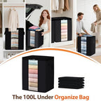SpaceWhisper 4 Pack 100L Clothes Storage, Foldable Storage Bags, Black | Thick Fabric, Clear Window, with Reinforced Handle, for Clothing, Blanket, Comforters, Bedding Organizing - Image 6
